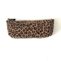 Trousse "Mini" cuir Léopard beige