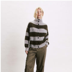 Cardigan rayé "Josh" - Kaki