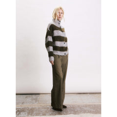Cardigan rayé "Josh" - Kaki