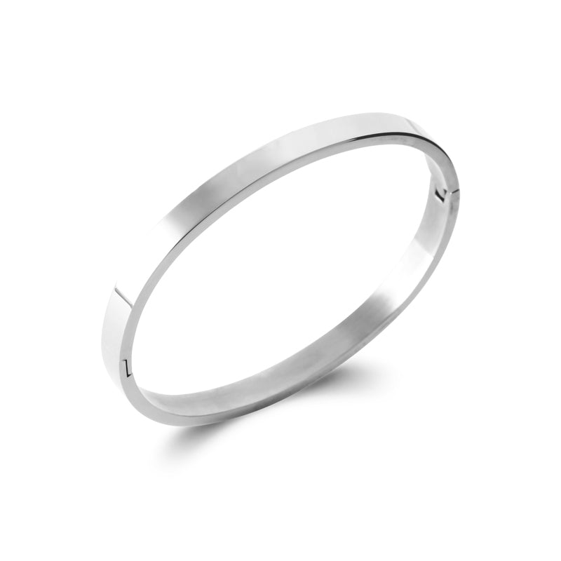 Jonc plat acier argenté