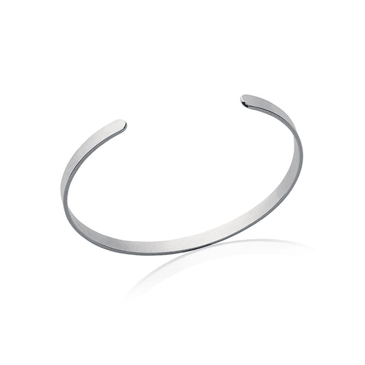 Jonc plat ouvert - Argent rhodié