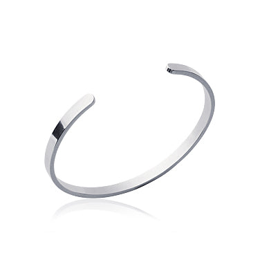 Jonc plat ouvert - Argent rhodié