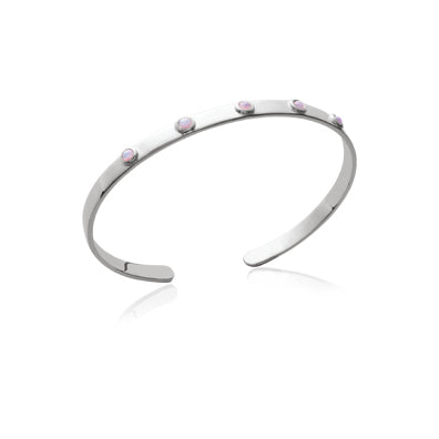 Jonc plat ouvert riveté - Argent rhodié