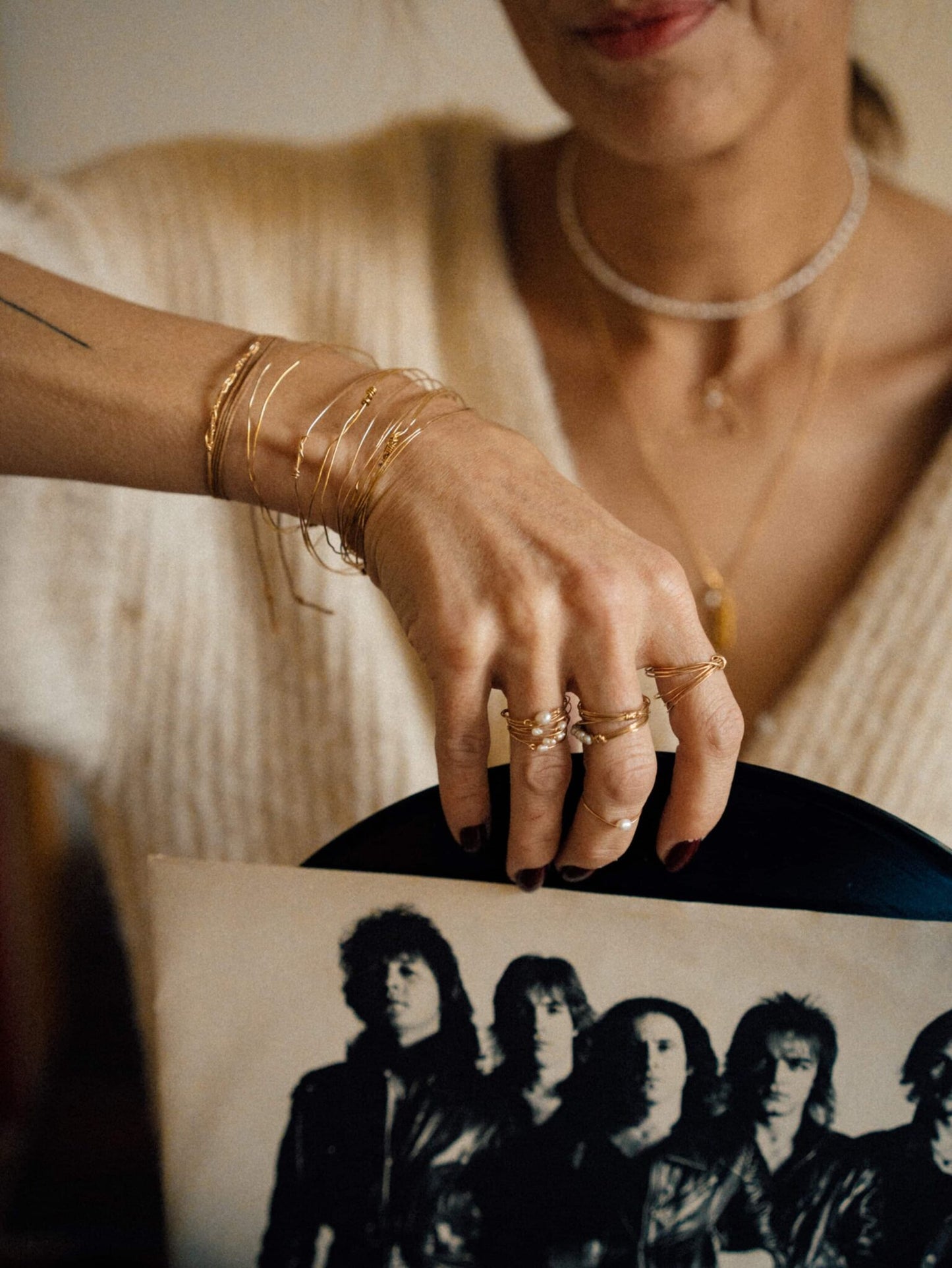 Jonc "Brindille" - plaqué or