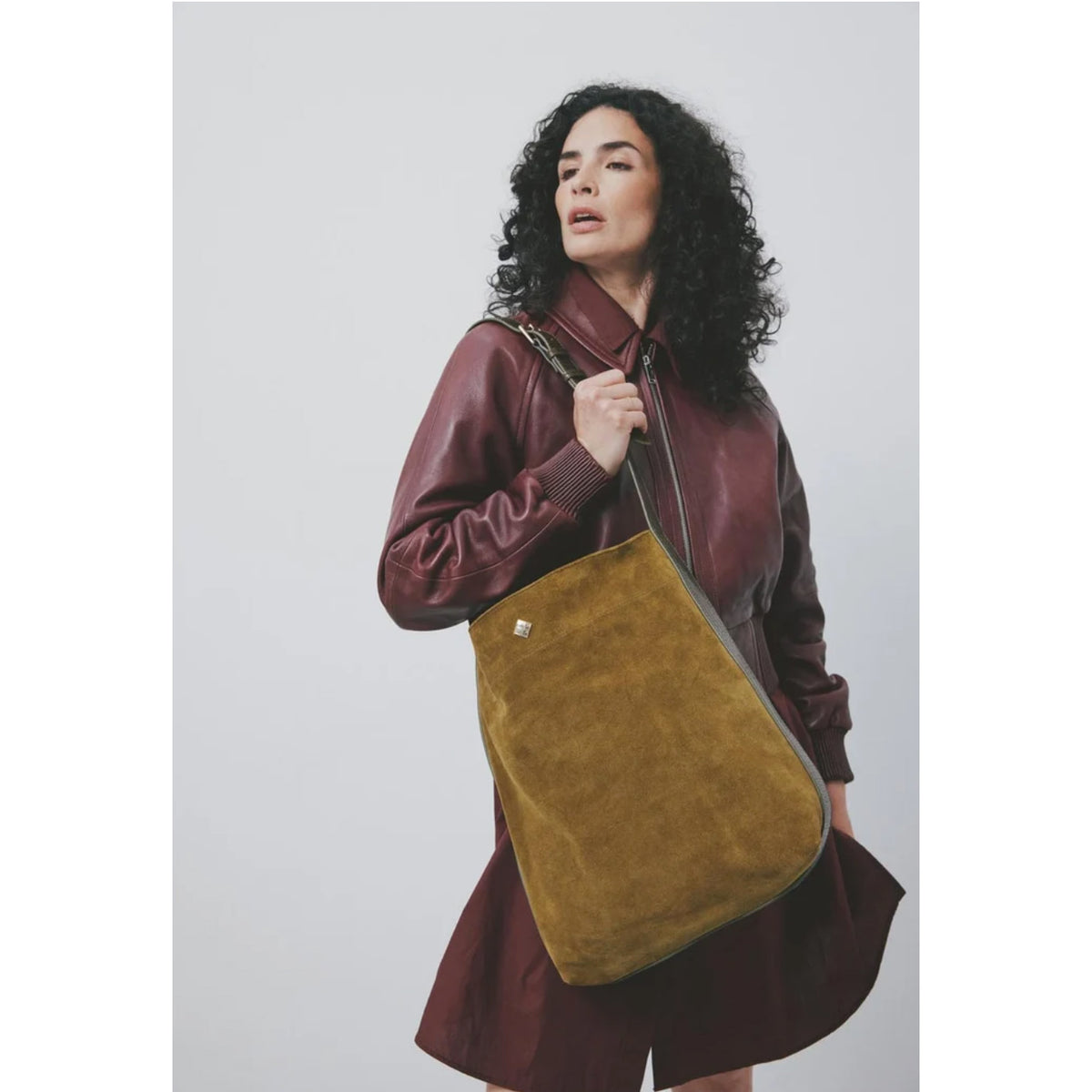 Sac "Le Enzo" cuir velours - Bronze