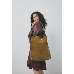Sac "Le Enzo" cuir velours - Bronze