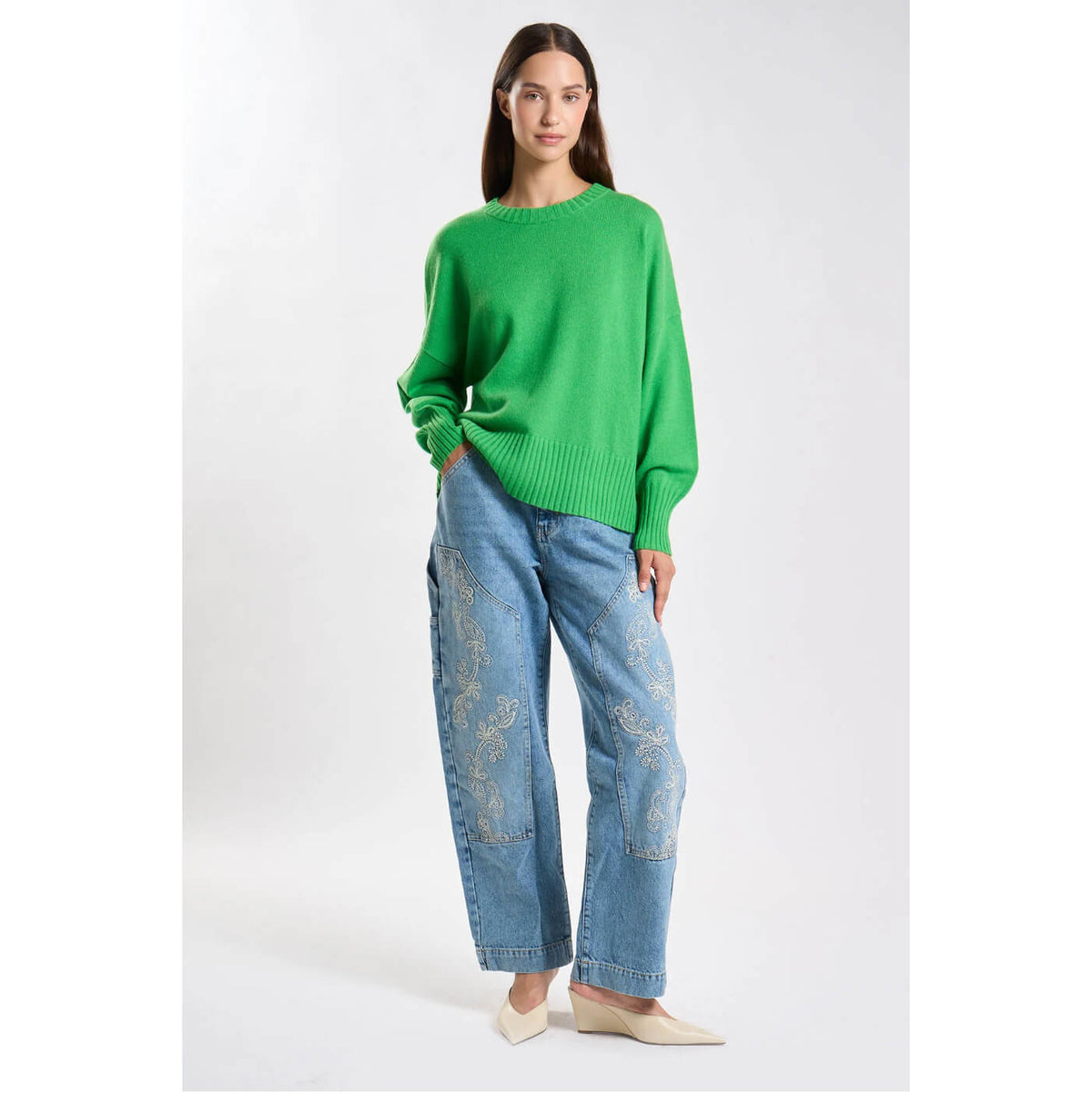 Pull  cachemire "Monptilya" - Vert vif