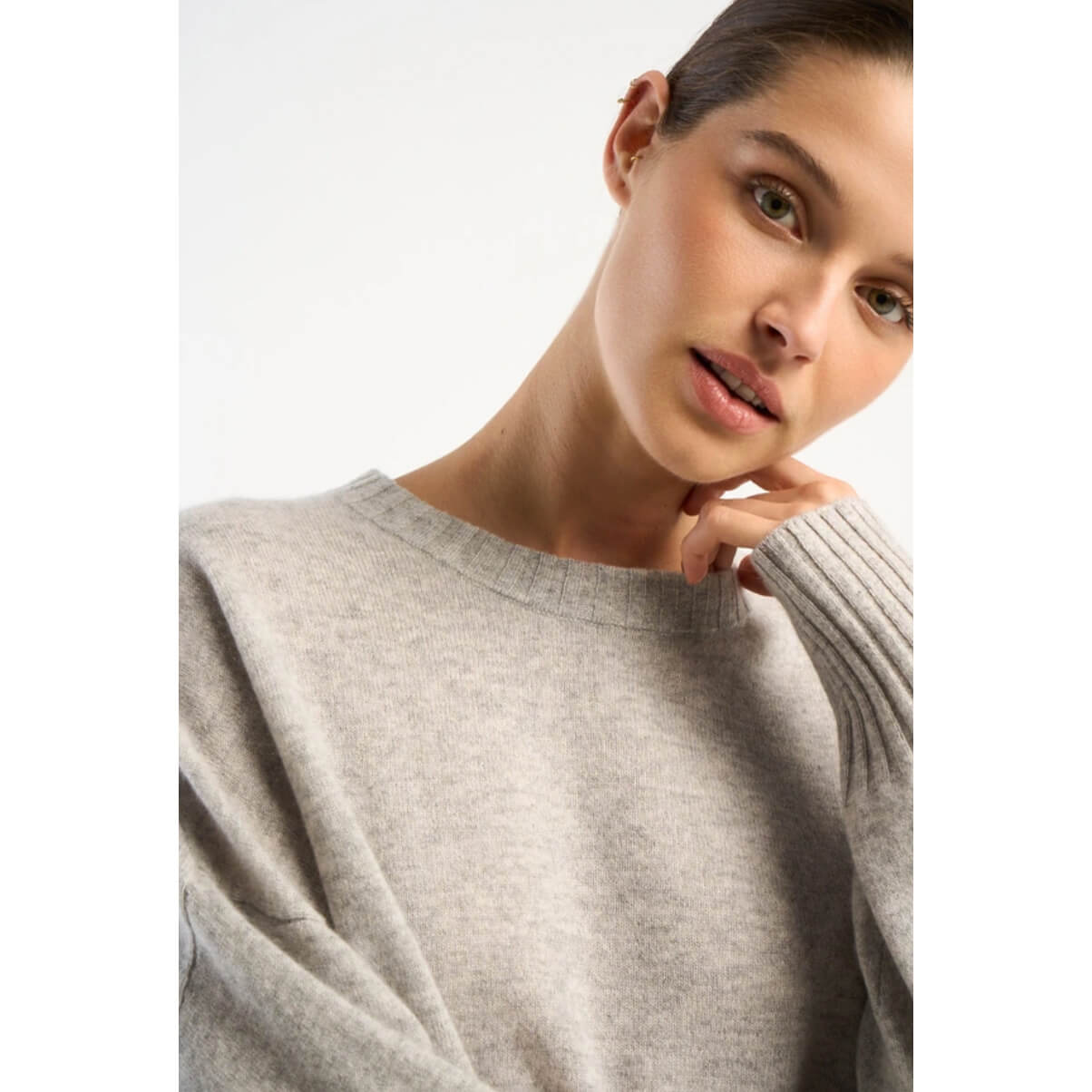 Pull "Monptilya" cachemire - Perle chiné