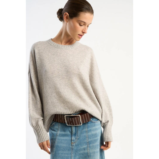 Pull "Monptilya" cachemire - Perle chiné