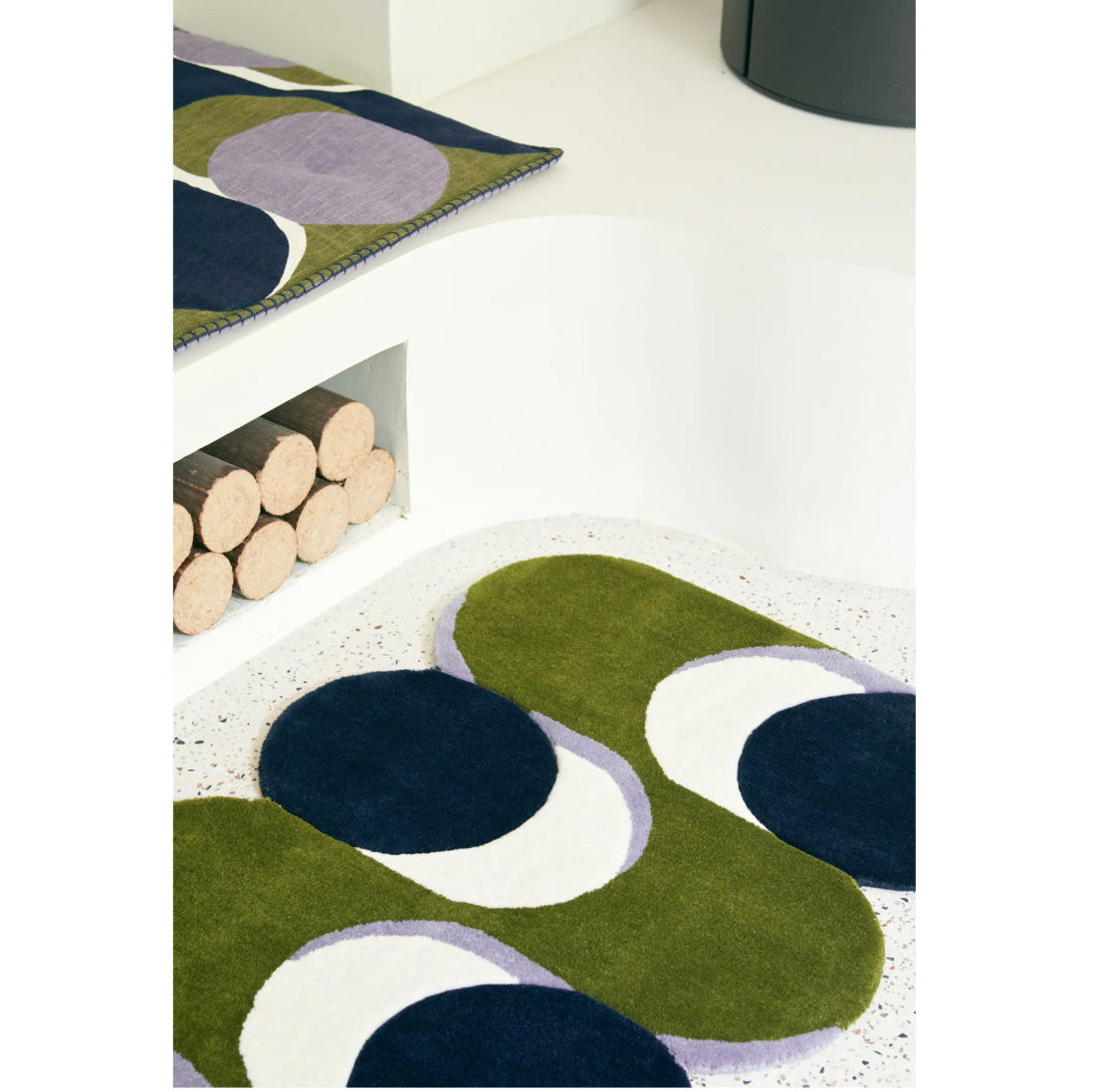 Tapis "Nymphe" laine 70x180 - Marine/olive