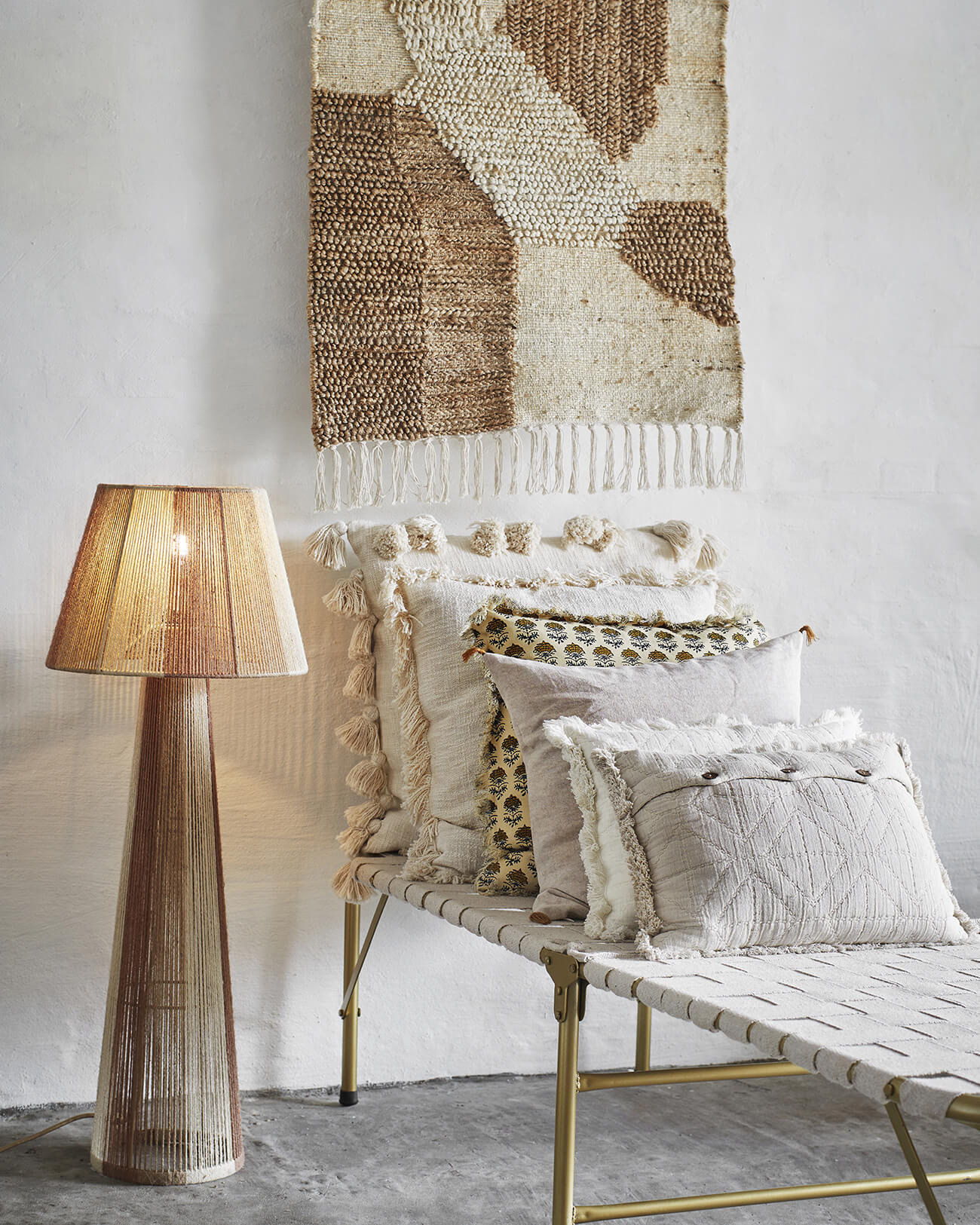Housse de coussin brodée - Écru