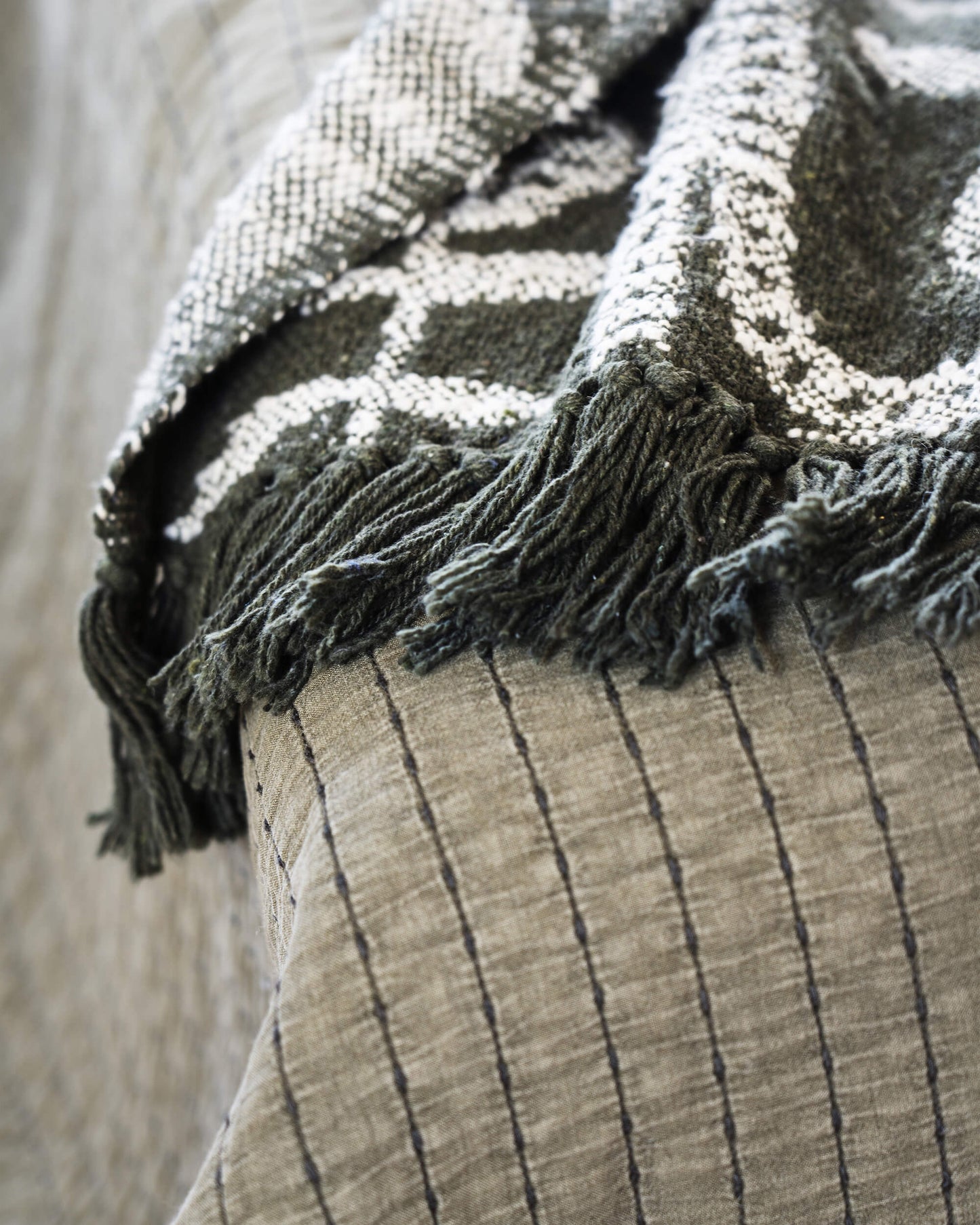 Couvre-lit quilté - Kaki