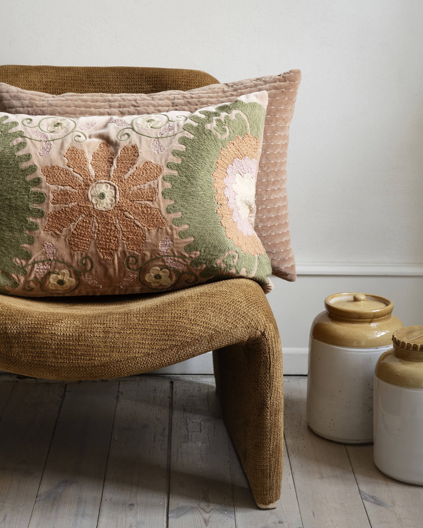 Fauteuil lounge velours - Ambre