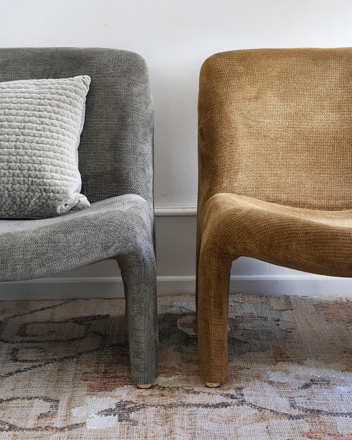 Fauteuil lounge velours - Ambre