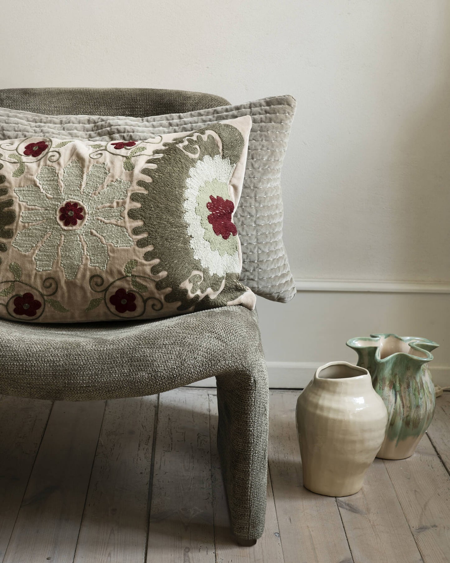 Fauteuil lounge velours - Vert