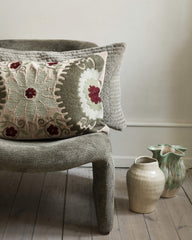 Housse de coussin velours quilté - Kaki clair