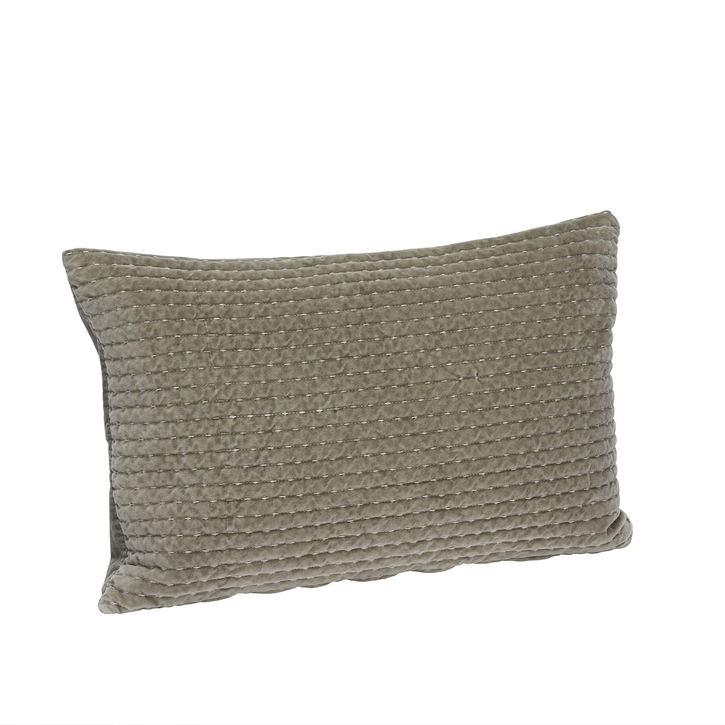 Housse de coussin velours quilté - Kaki clair