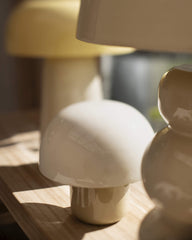 Lampe "Mini Mushroom" métal émaillé - Kaki clair/crème