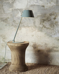 Lampe sur pied métal émaillé - Bleu gris