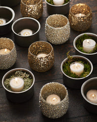 Photophore paillettes - Argent