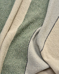 Plaid coton recyclé rayé - Naturel/vert