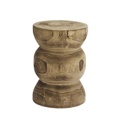Tabouret bois brut sculpté