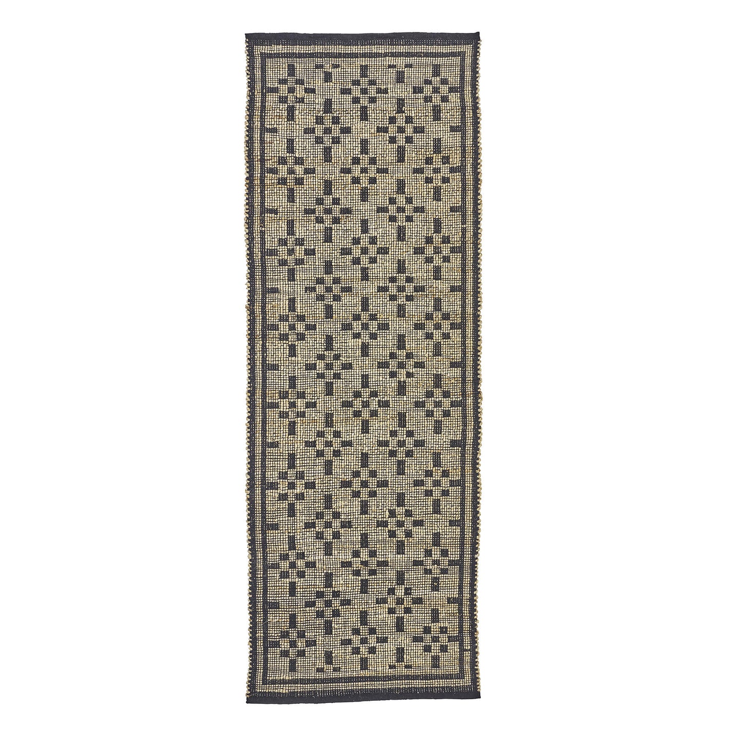 Tapis jute & coton 70x200 - Naturel/noir