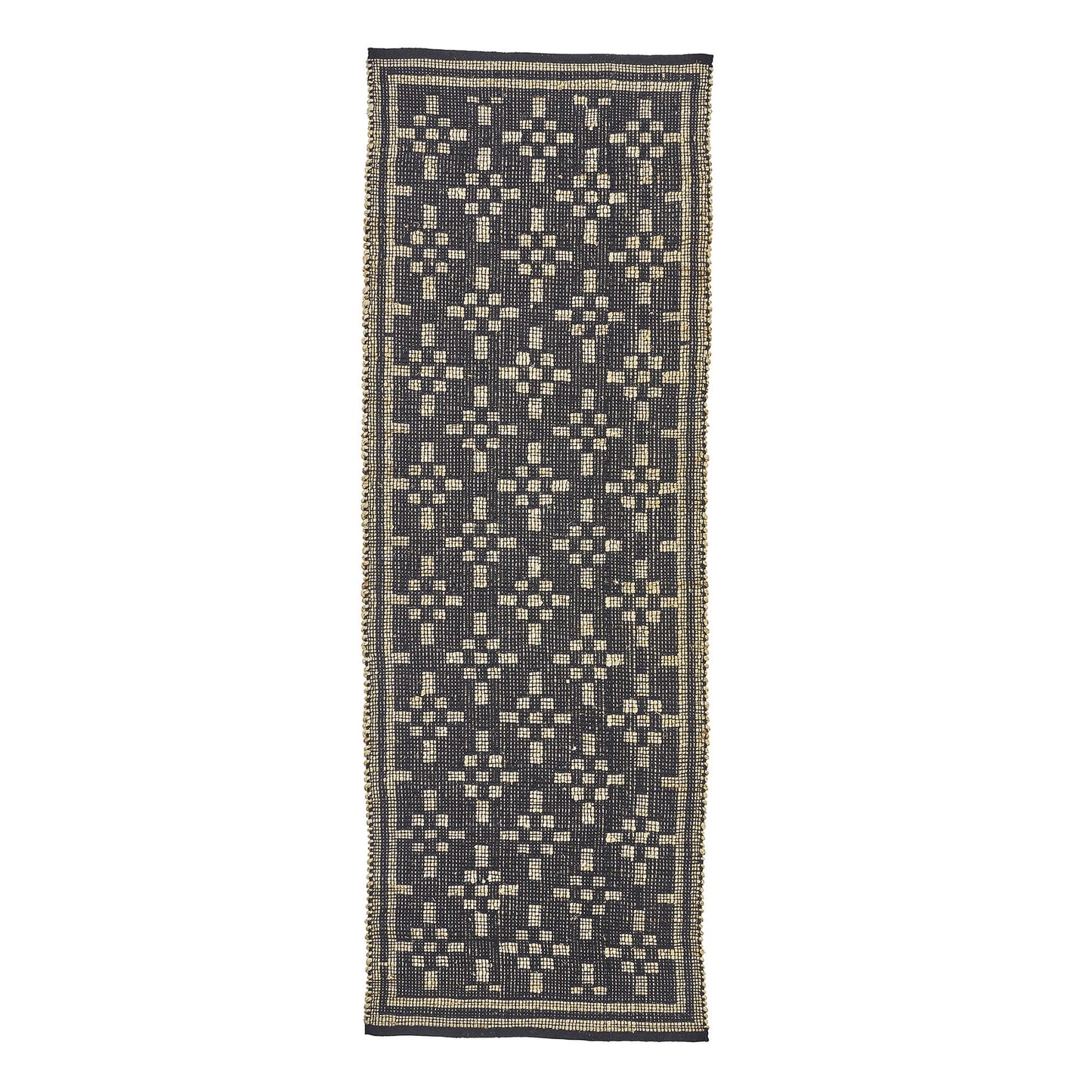 Tapis jute & coton 70x200 - Naturel/noir