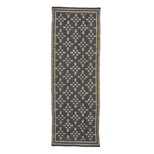 Tapis jute & coton 70x200 - Naturel/noir