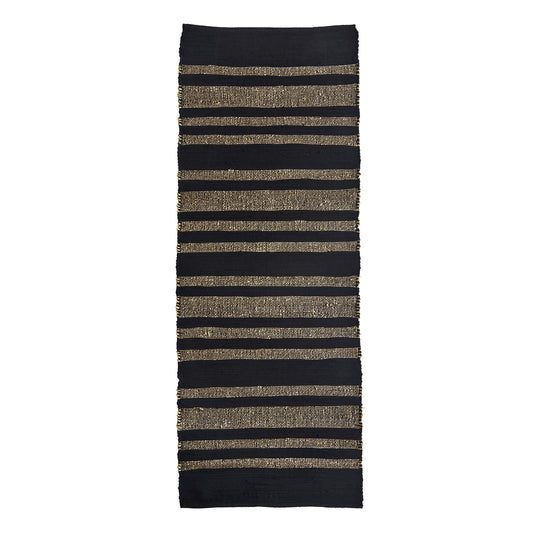 Tapis long sisal & coton 70x200 - Noir/naturel