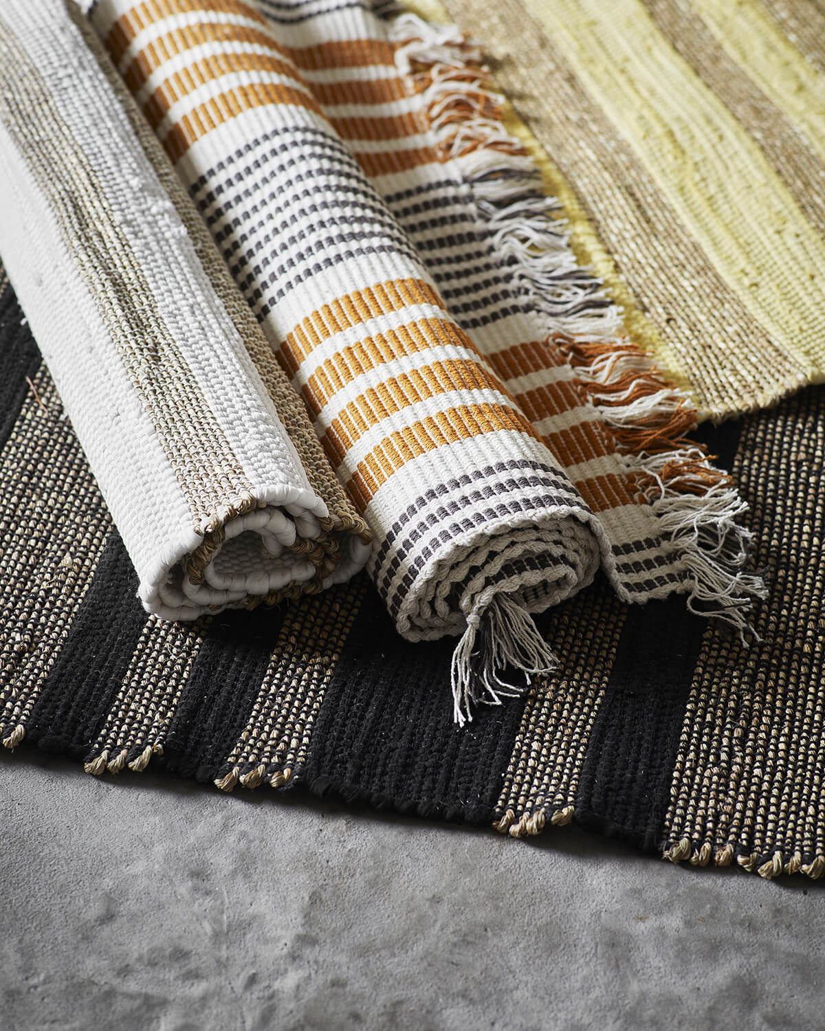 Tapis long sisal & coton 70x200 - Noir/naturel