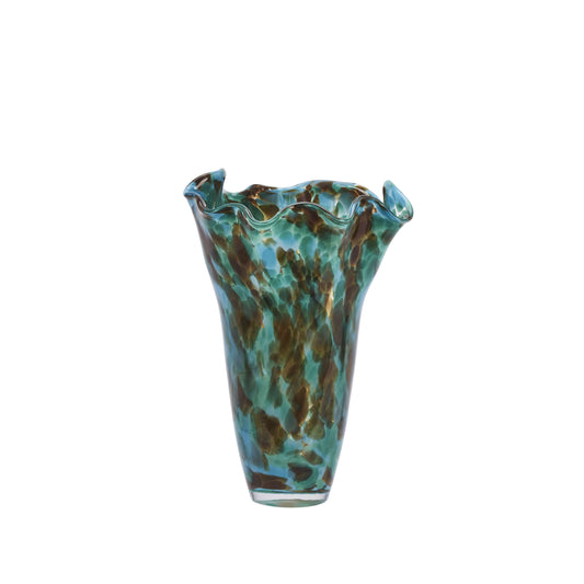 Vase en verre soufflé - Vert et brun