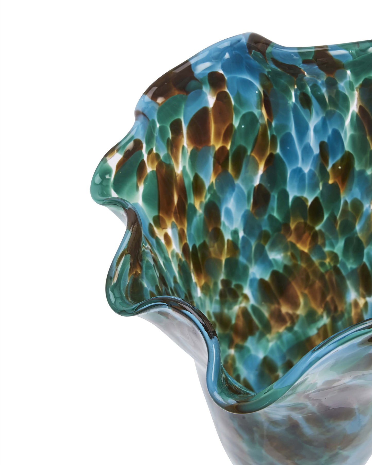 Vase en verre soufflé - Vert et brun