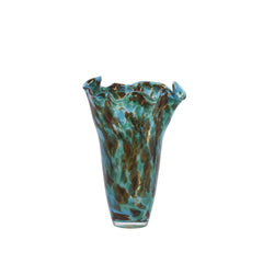 Vase en verre soufflé - Vert et brun