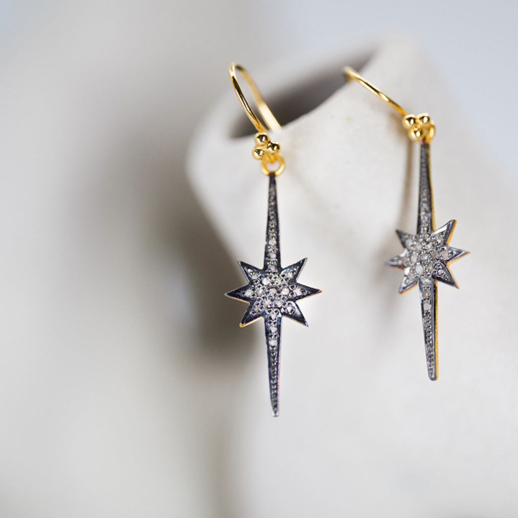 Boucles d'oreilles "Falling Star" - Diamants Polki