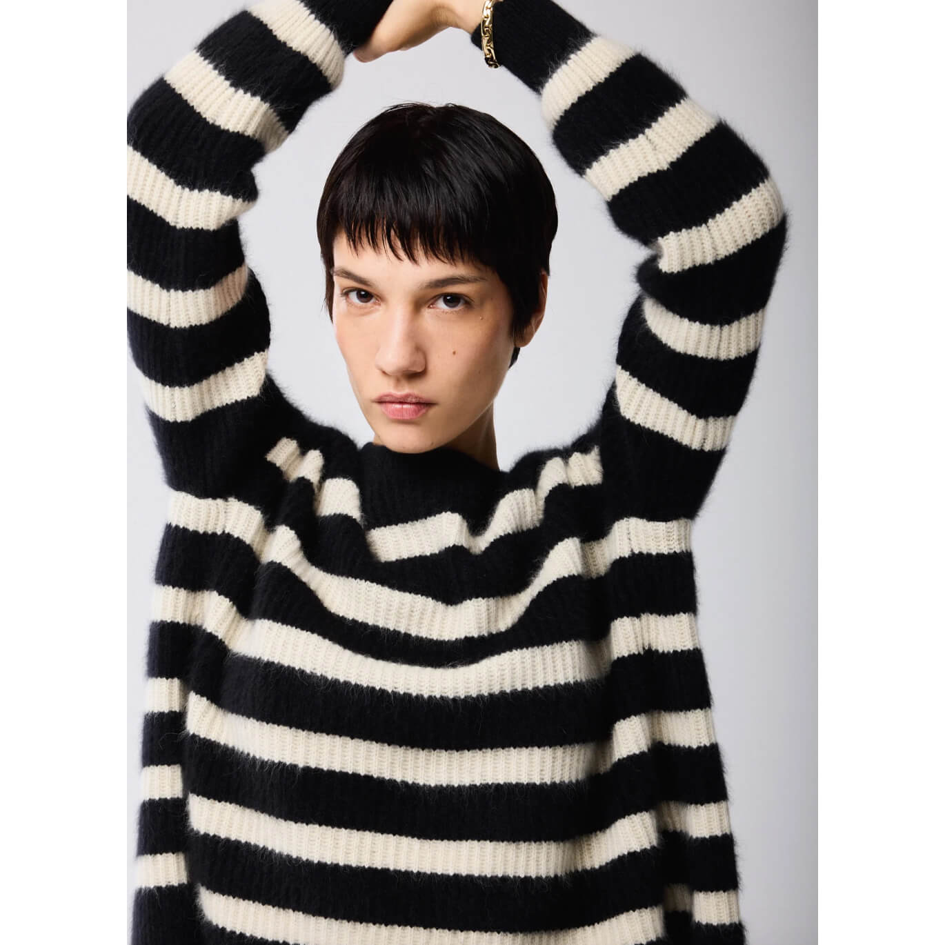 Pull "Fox Wool" rayures - Noir / écru