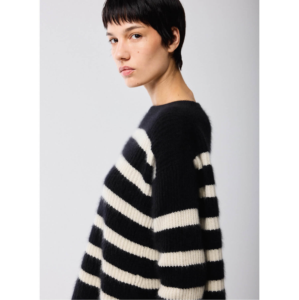 Pull marinière "Fox Wool" - Noir/milk