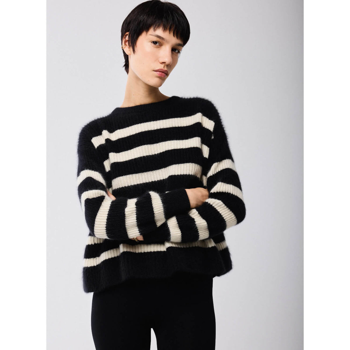 Pull marinière "Fox Wool" - Noir/milk