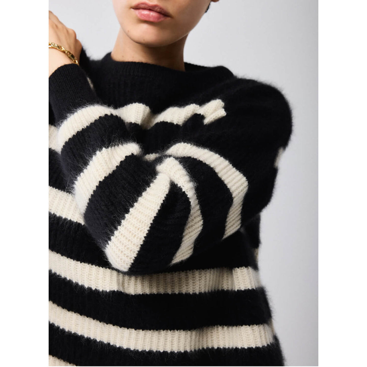 Pull marinière "Fox Wool" - Noir/milk