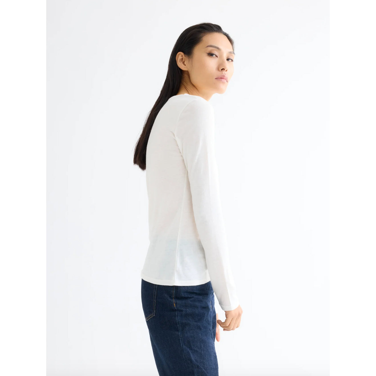 Tee-shirt coton & cachemire - Blanc lait