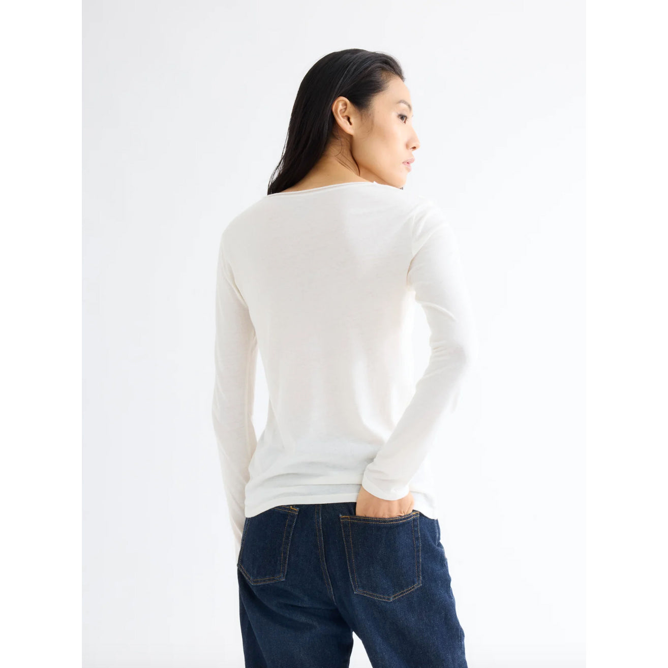 Tee-shirt coton & cachemire - Blanc lait