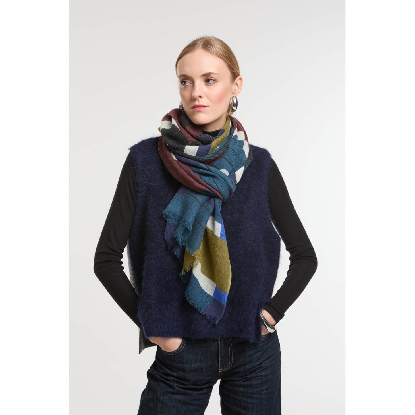 Foulard en laine "Petra" - Bleu
