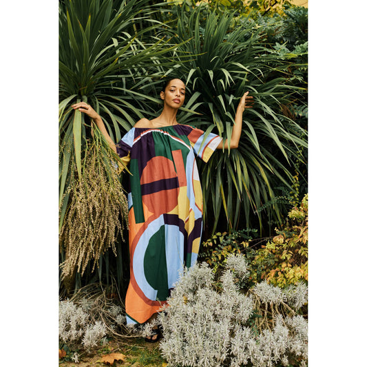 Robe "Palao Poésie" - Corail/nuage