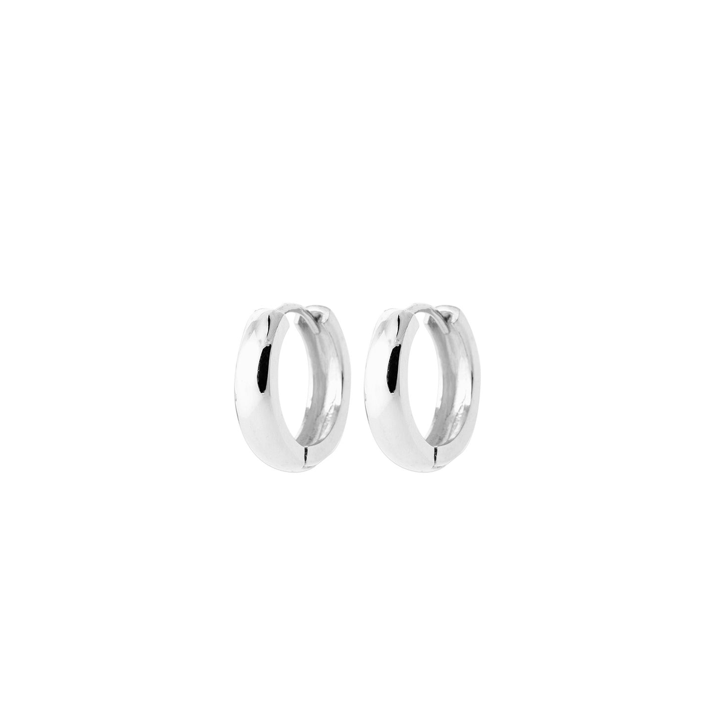 Mini-créoles "demi-tube" 16mm - Argent rhodié