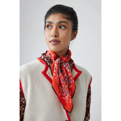 Carré en soie "Colibri Paisley" N°763 - Poppy red