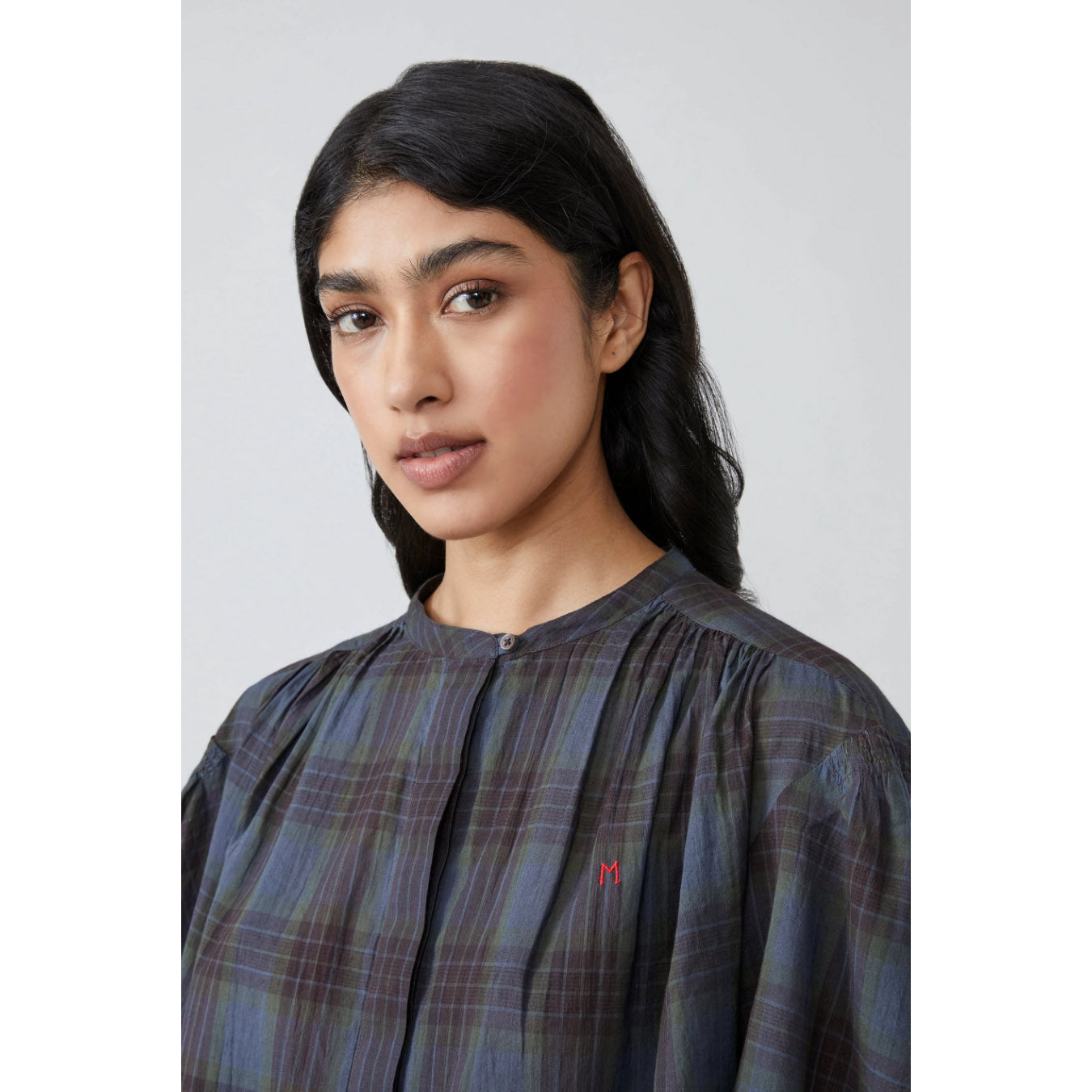 Blouse "Emma" - Tartan Slate Grey