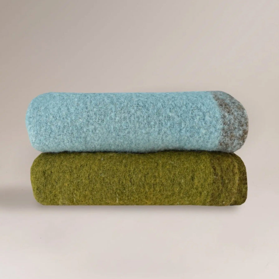 Plaid "83" laine Dip dye - Olive/ciel