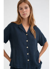 Chemise lin "Molan" - Navy