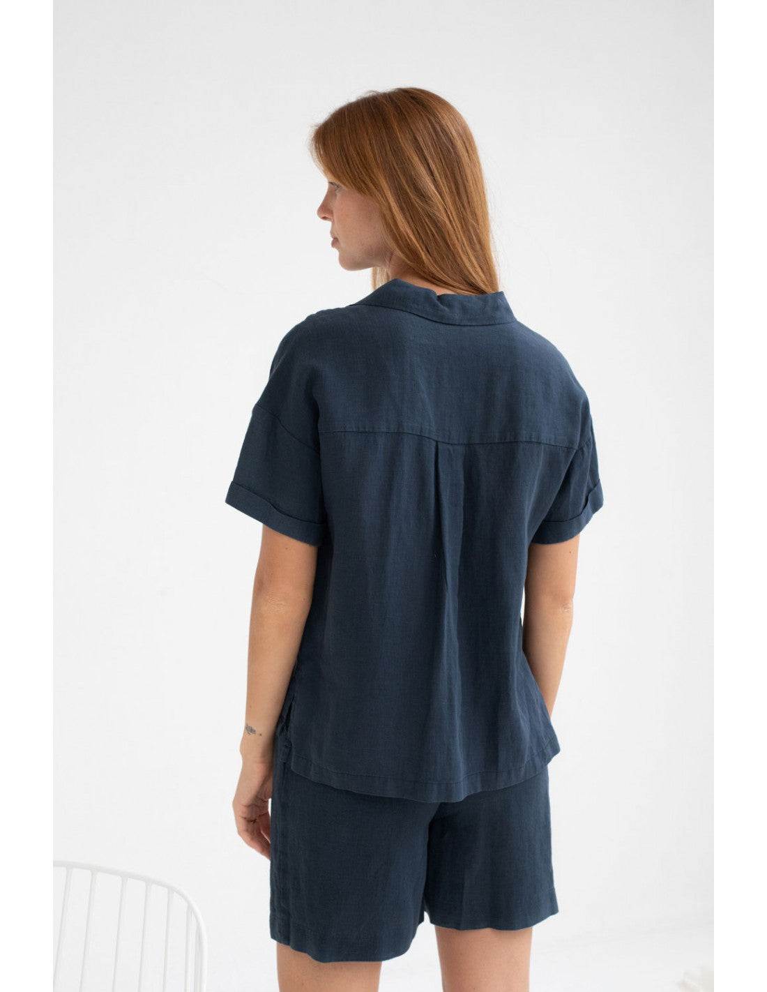 Chemise lin "Molan" - Navy