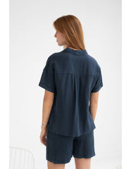Chemise lin "Molan" - Navy